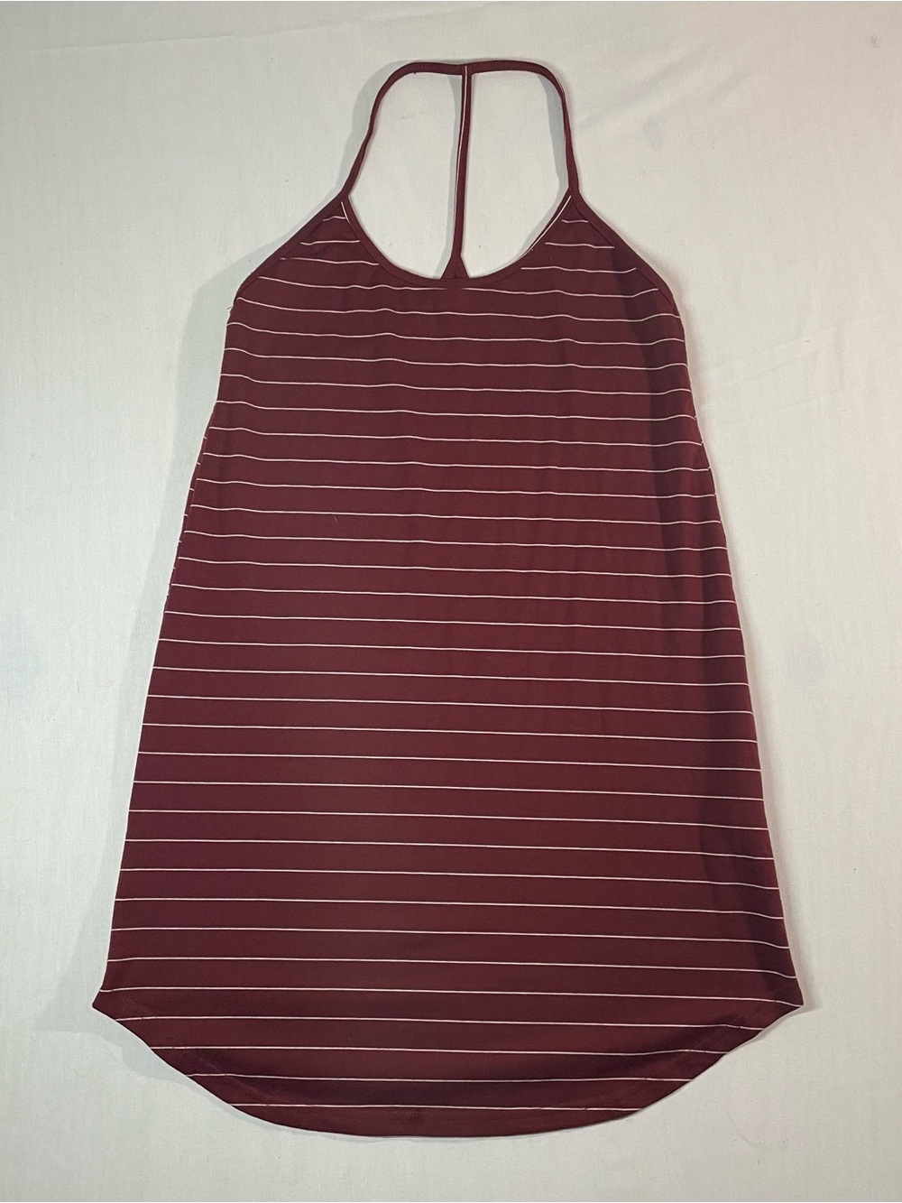 SHEIN Burgundy and White Striped Halter Tank Top